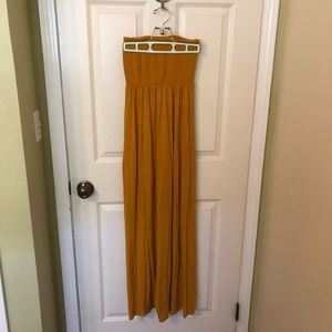 Yellow Strapless Maxi Dress